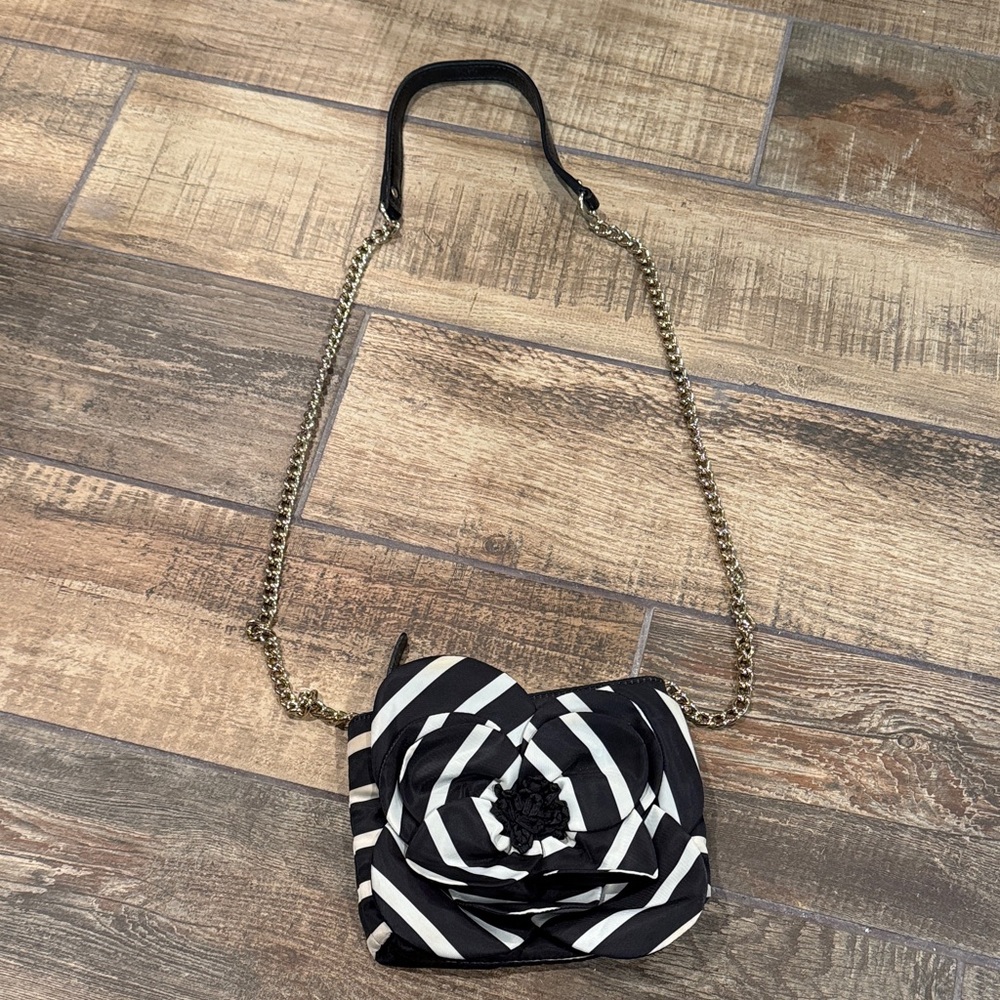 Black and White Striped Women's Bag